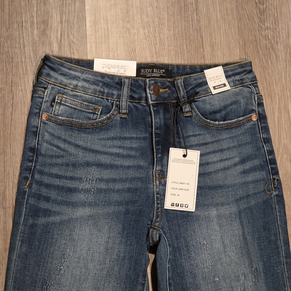 HOT ! Judy‎ Blue 29 Relaxed Fit Jeans Distressed Mid Rise Stretch JB8271 DK - Picture 3 of 8